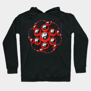 Yin Yang Design - Red Color with a Ball Effect Hoodie